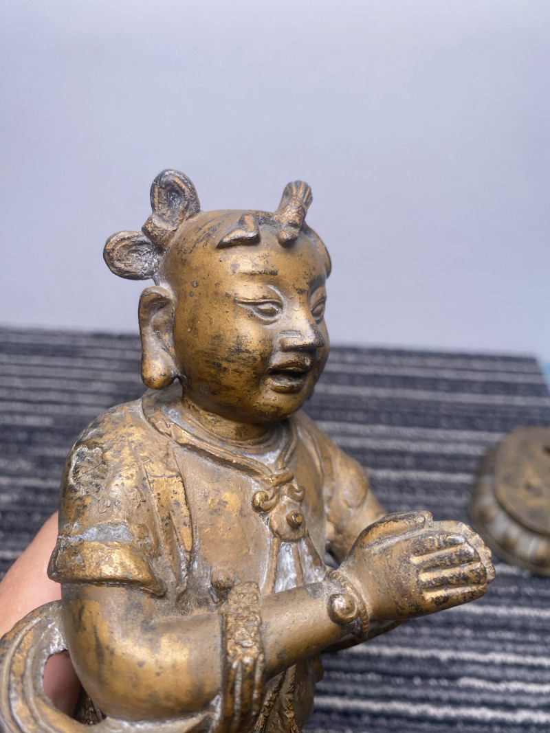 明 铜善财童子立像 - 图11