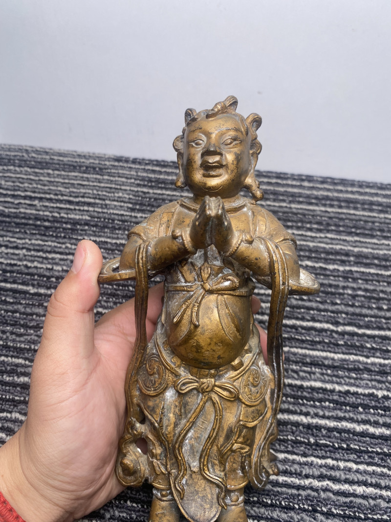 明 铜善财童子立像 - 图6