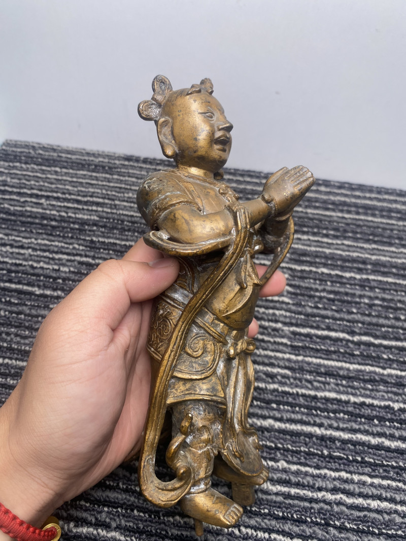 明 铜善财童子立像 - 图7