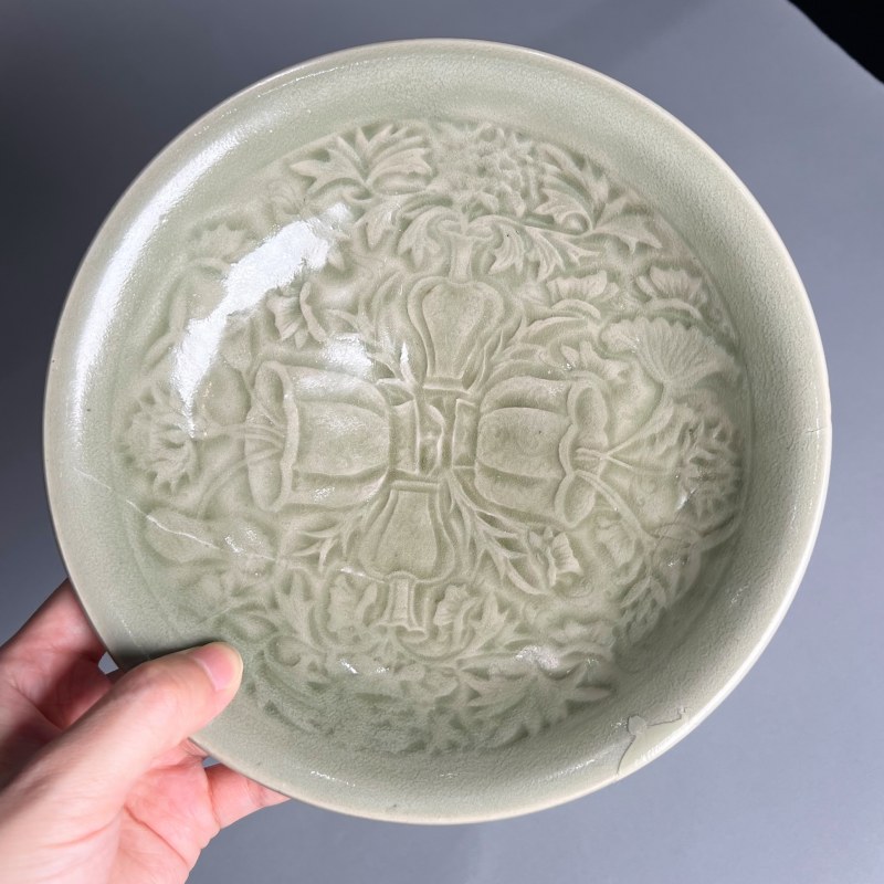明代 青釉印花盘 - 图5