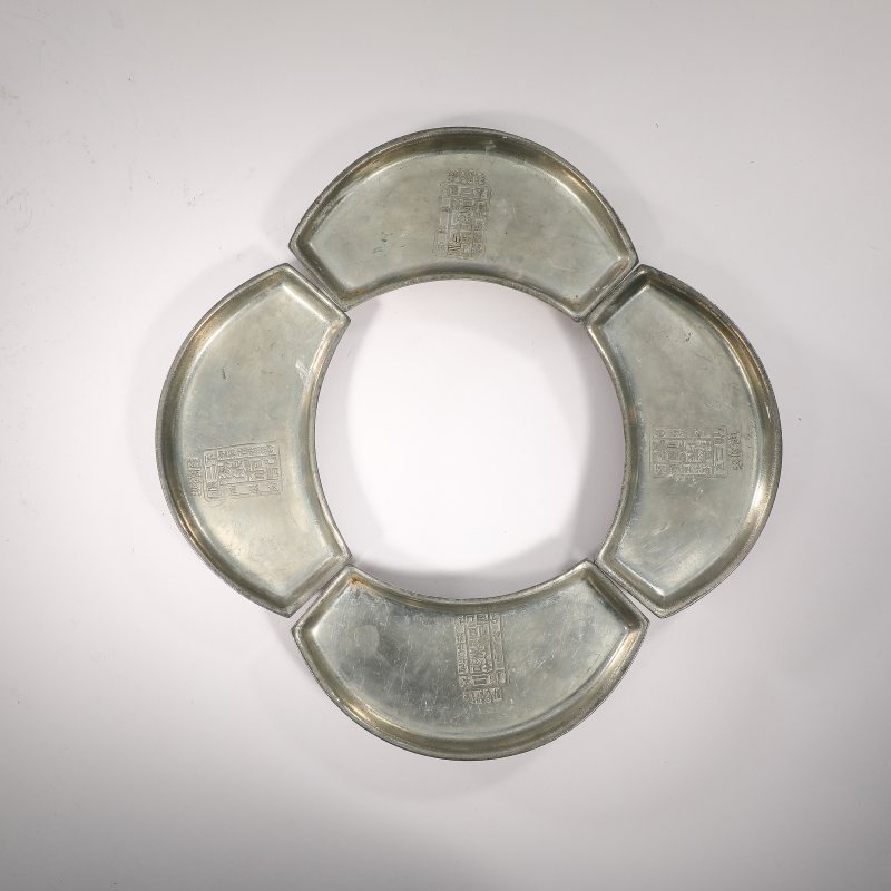 1896年 锡制山水人物诗文一品锅具一套 - 图13