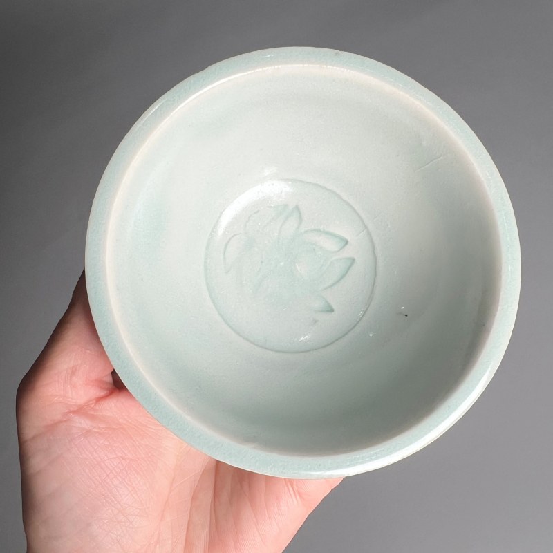 明代 青白釉印花洗一对 - 图6