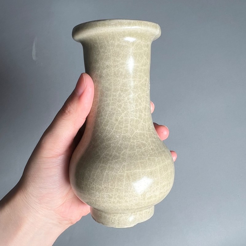 明代 米黄釉箸瓶 - 图6