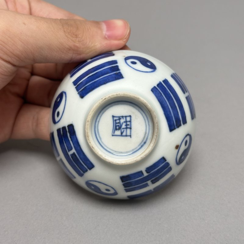清晚期 青花八卦图纹杯 - 图4