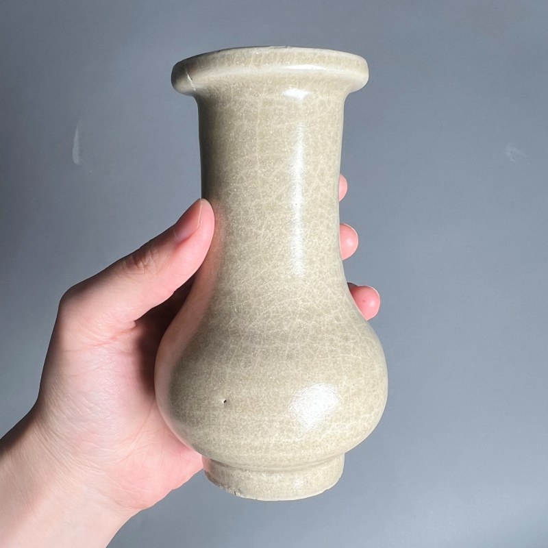 明代 米黄釉箸瓶 - 图7