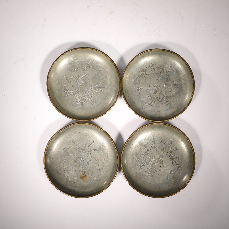 1896年 锡制山水人物诗文一品锅具一套 - 图15