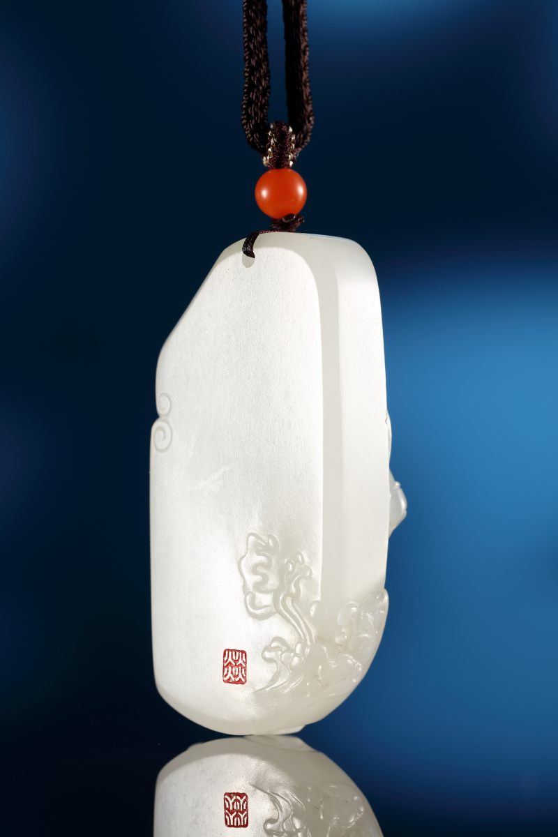 当代 和田玉御龙观音挂件 - 图4