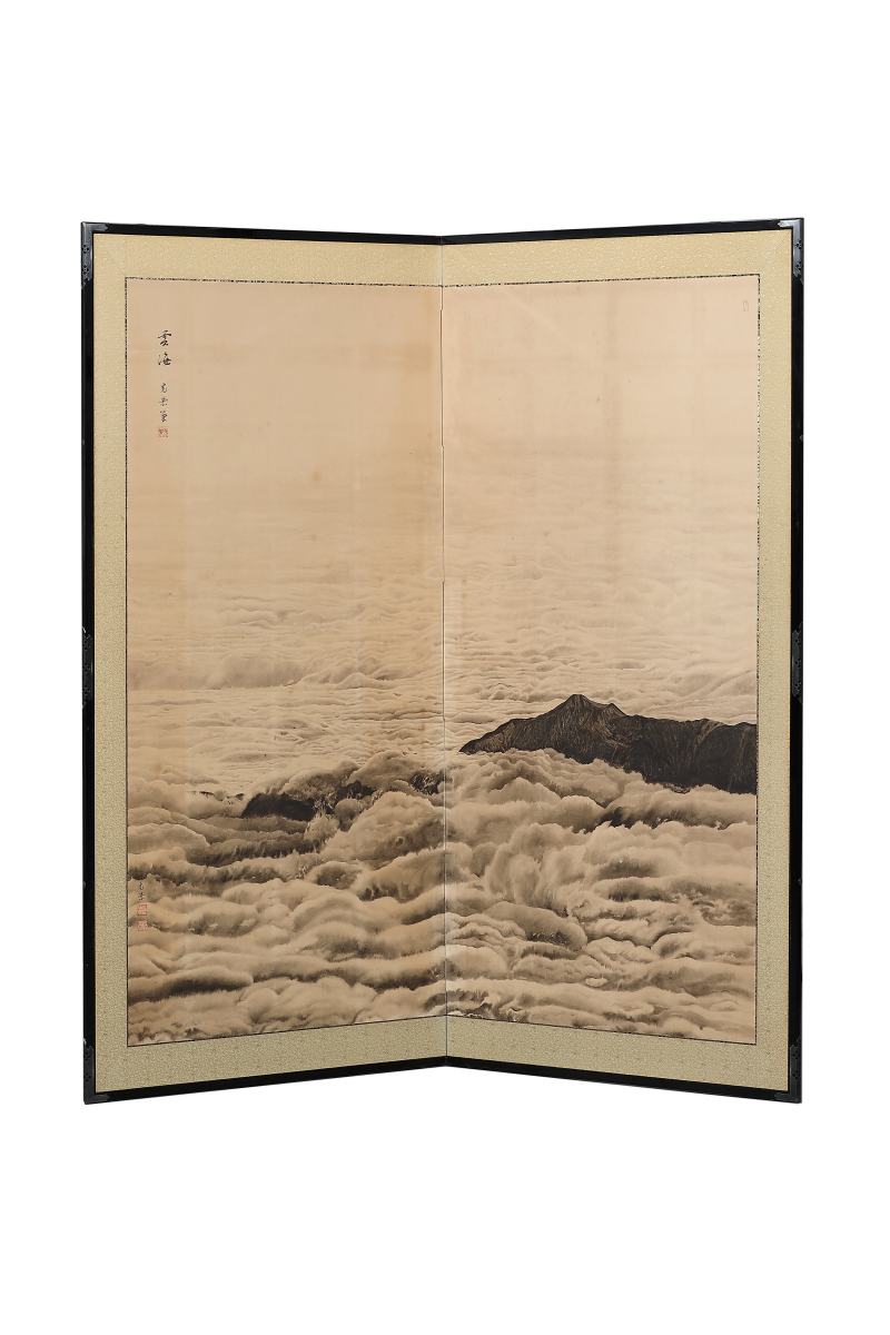 大正-昭和（1868-1989） 真净光叶 （b．1922）云海图屏风二曲一只 - 图2