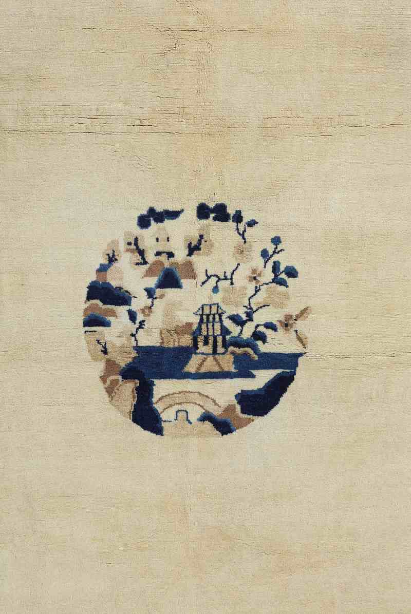 民国 米色地山水纹地毯 - 图4