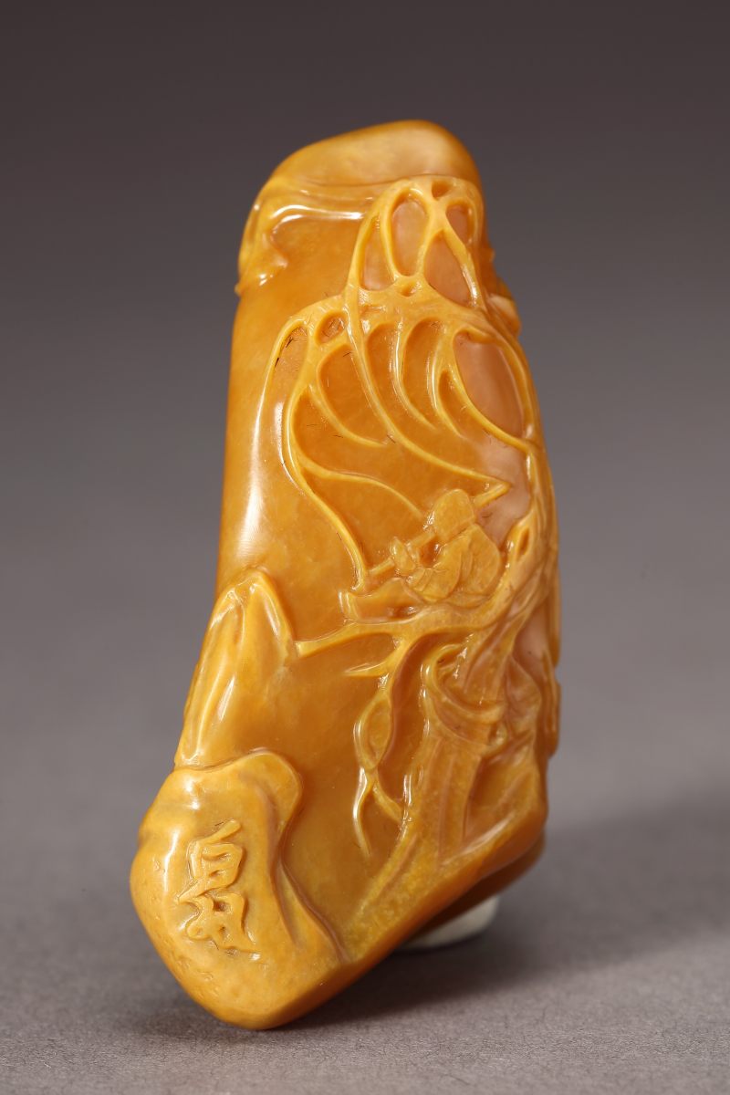 当代 寿山田黄石薄意摆件 - 图5