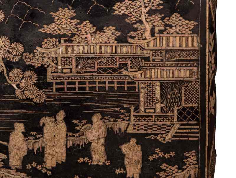 清晚期 黑漆嵌螺钿香几 - 图5