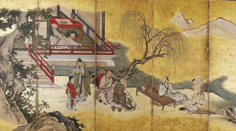 江户时期（1603-1868） 狩野派高士雅集图六曲屏风 - 图5