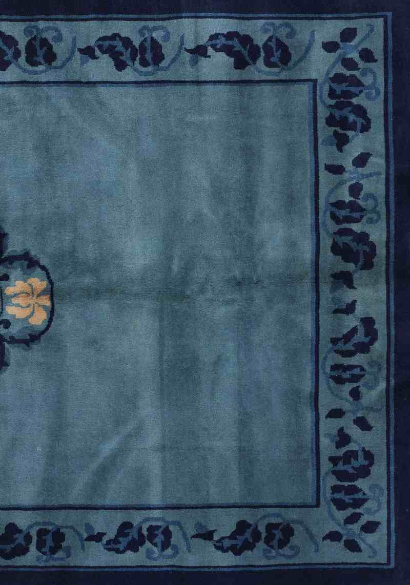 清 米色地、蓝地花卉纹地毯两件 - 图7