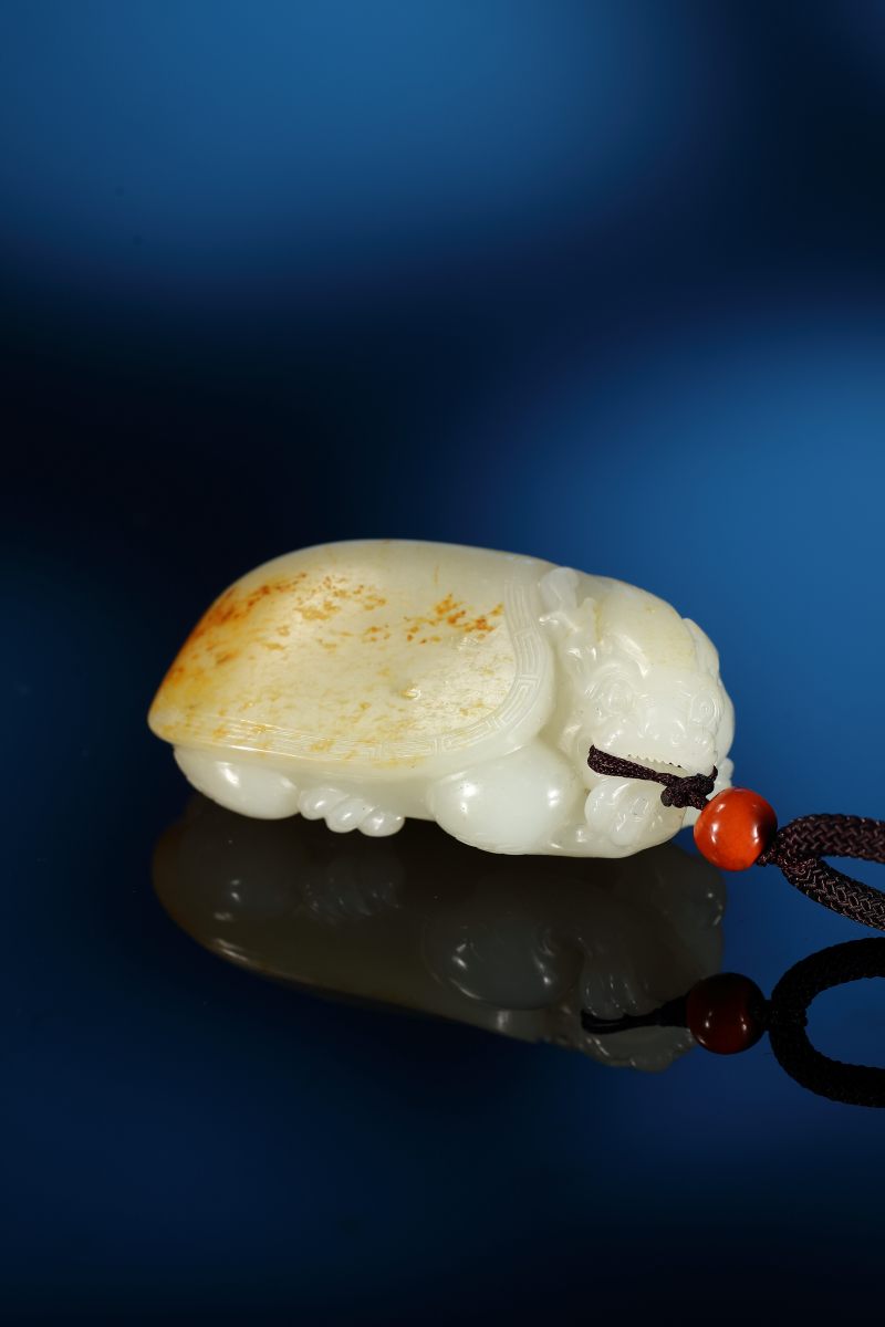 当代 和田玉籽料龙龟把件