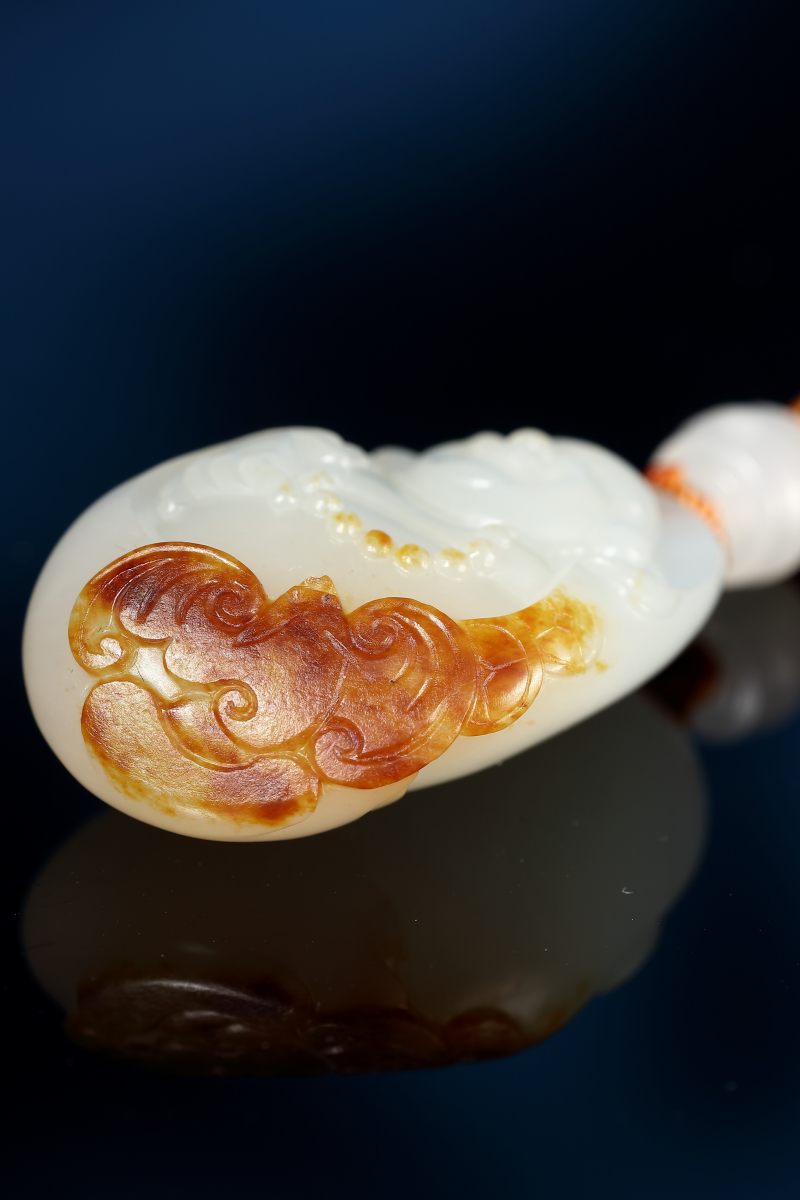 当代 和田玉红皮籽料弥勒佛挂件 - 图5