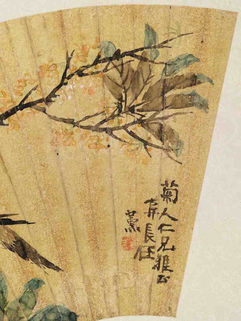 任薰 高士、花鸟二帧 - 图12