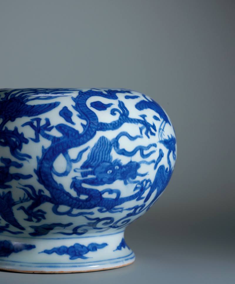明萬曆 青花龍鳳仙鶴紋水丞 - 图2