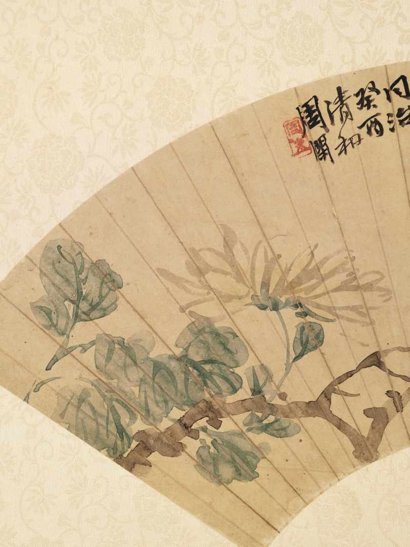 同治癸酉（1873年）作 周闲 花卉二帧 - 图3