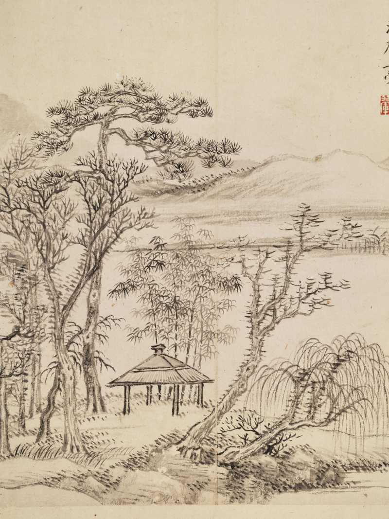 庚申（1680年）作 王翚（款） 仿元人山水二帧 - 图14