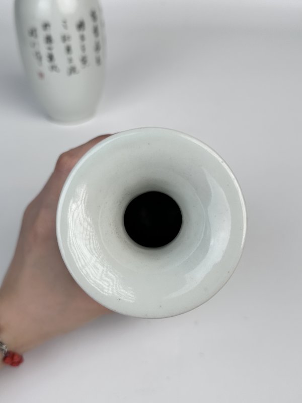 清晚期粉彩松鹤延年双儿瓶一对 - 图4