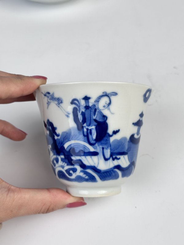 清中期青花海屋添筹图铃铛杯碟套 - 图8