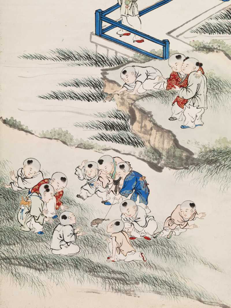 顾让 百子四屏 - 图20