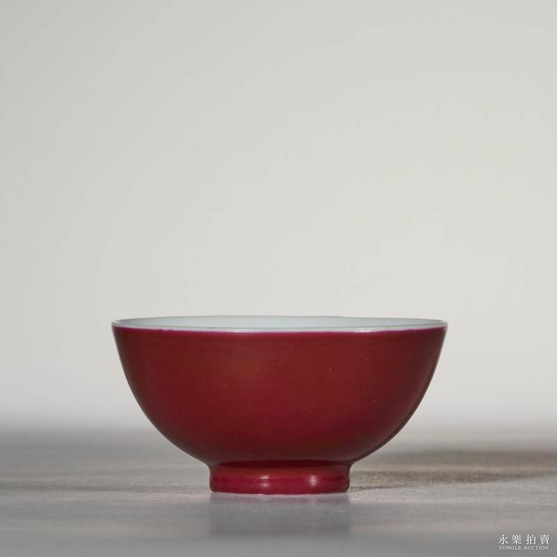 清光绪 胭脂红釉茶圆 - 图1