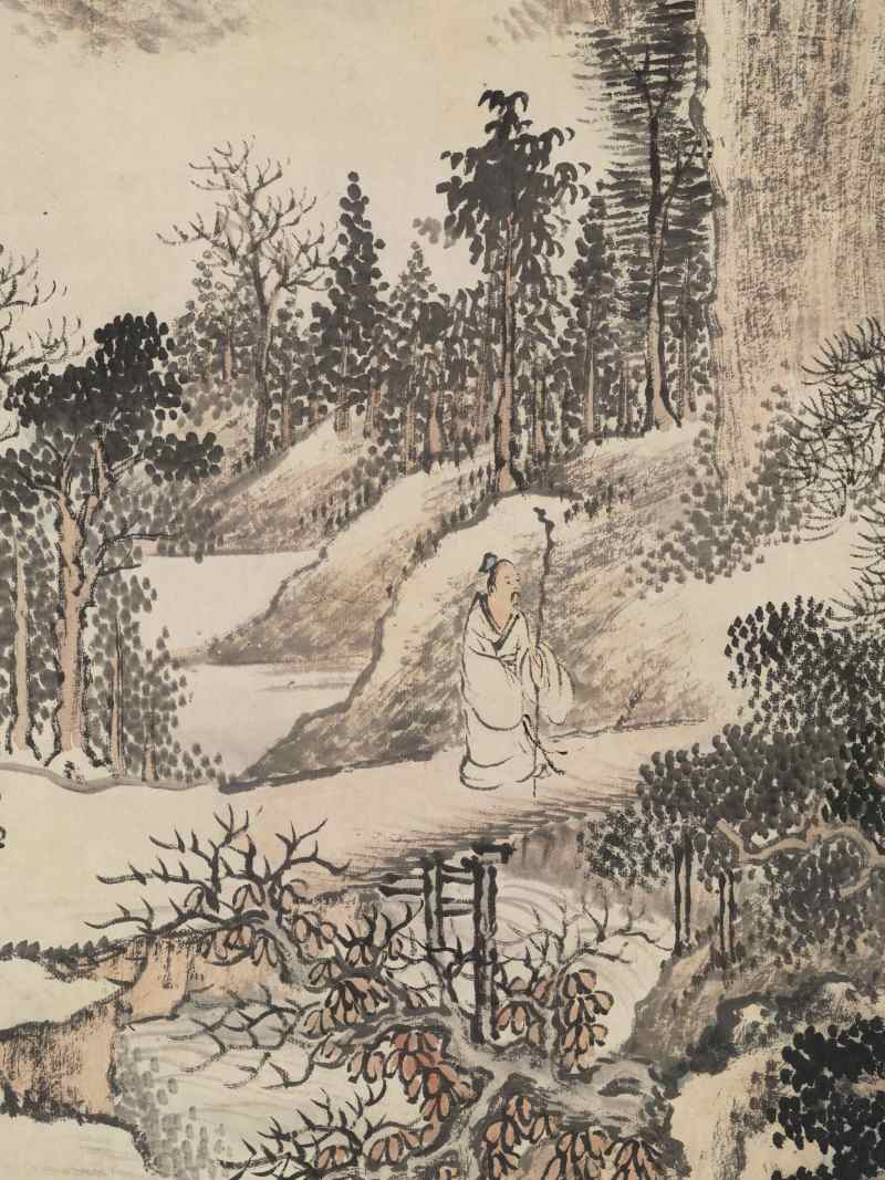 壬戌（1922年）作 顾颐 秋山策杖 - 图8