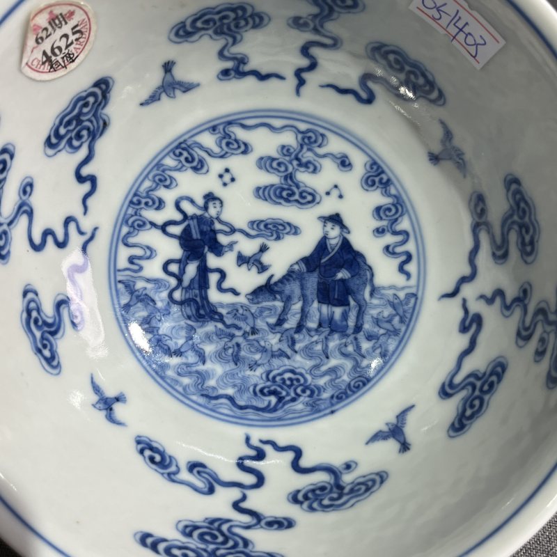 清粉彩外洋彩内青花人物故事碗 - 图10