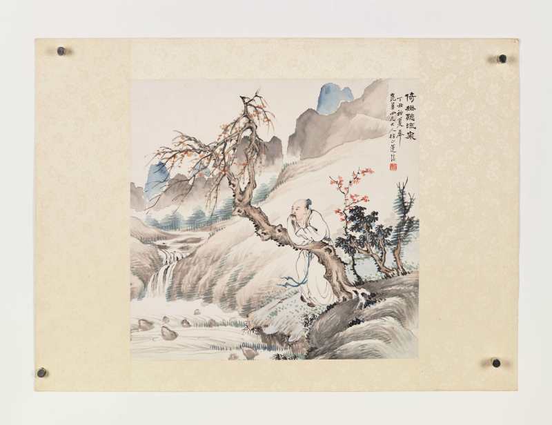 丁丑（1877年）作 莲溪、姚琛 花卉人物四帧 - 图21
