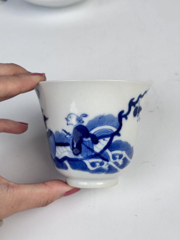 清中期青花海屋添筹图铃铛杯碟套 - 图9