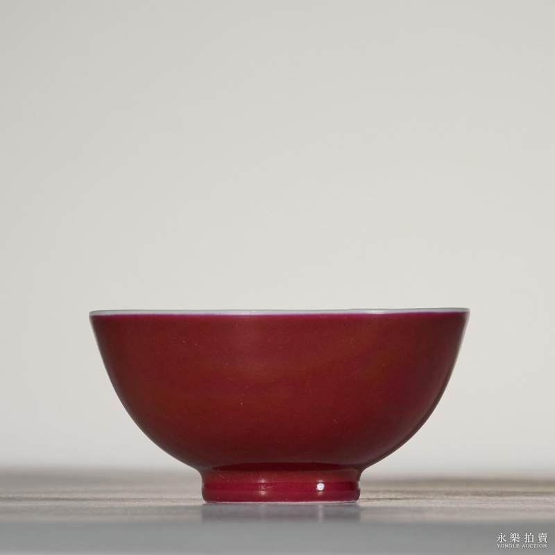 清光绪 胭脂红釉茶圆 - 图2