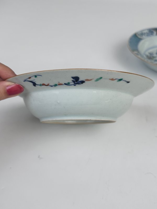 清早期斗彩花鸟纹折腰盘一对 - 图6