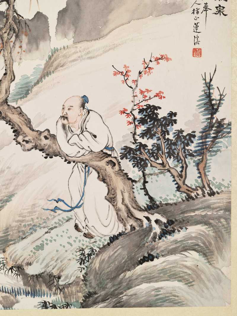 丁丑（1877年）作 莲溪、姚琛 花卉人物四帧 - 图23