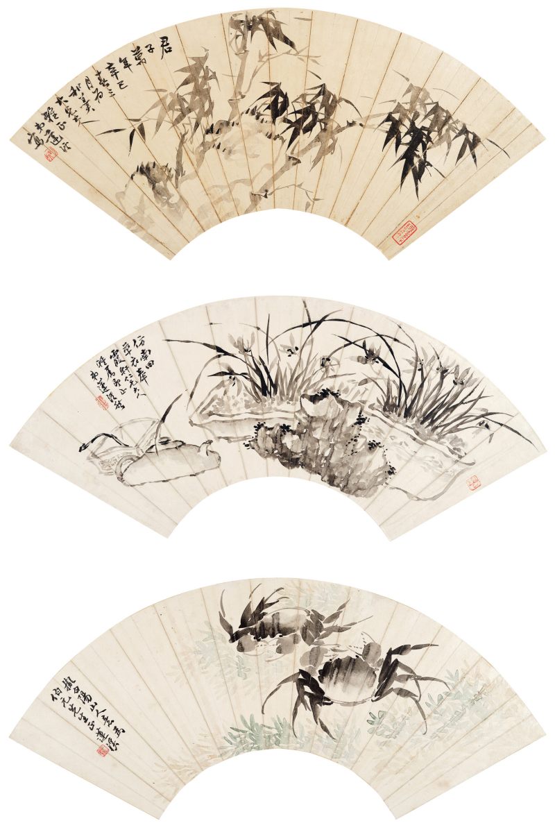 辛巳（1881年）作 莲溪 花卉三帧 - 图1