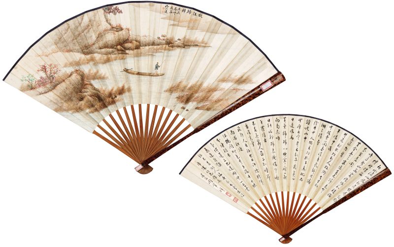 庚辰（1940年）作 佟六达、周肇祥 秋江归棹·行书宋诗