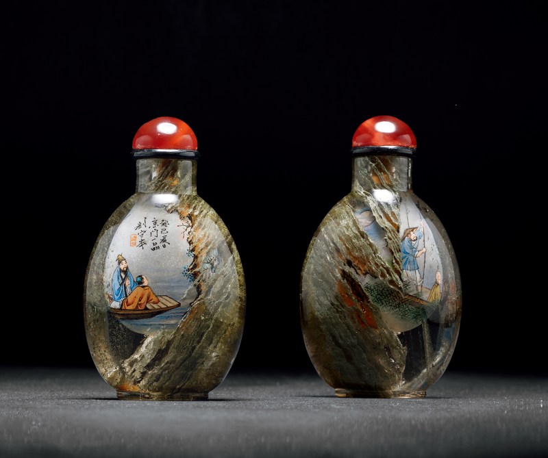 2013年 劉守本作 水晶內繪赤壁圖鼻煙壺