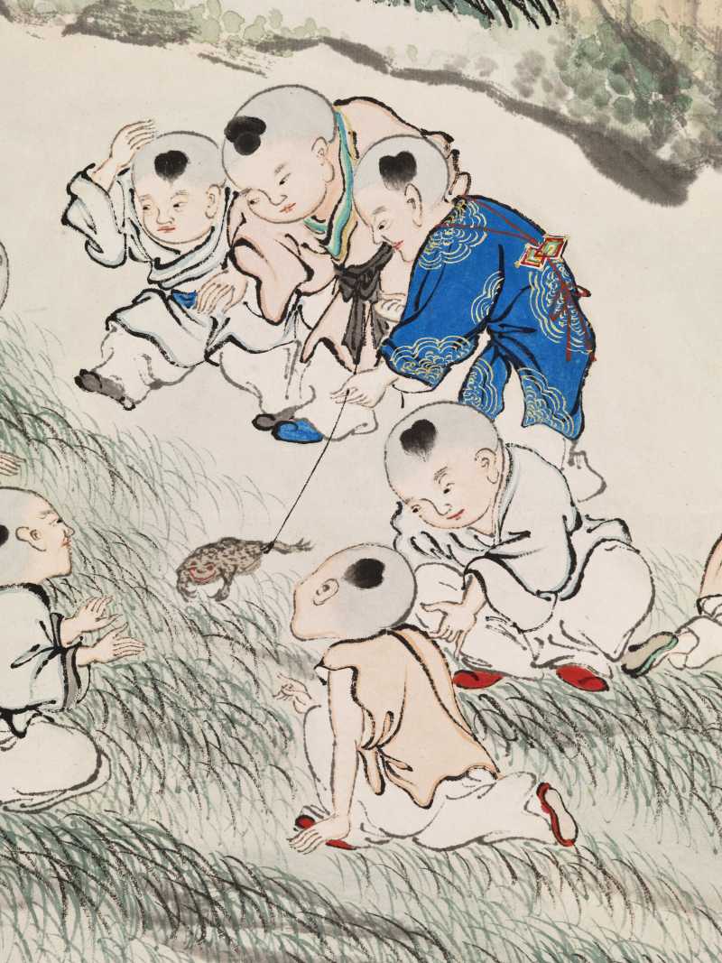 顾让 百子四屏 - 图23