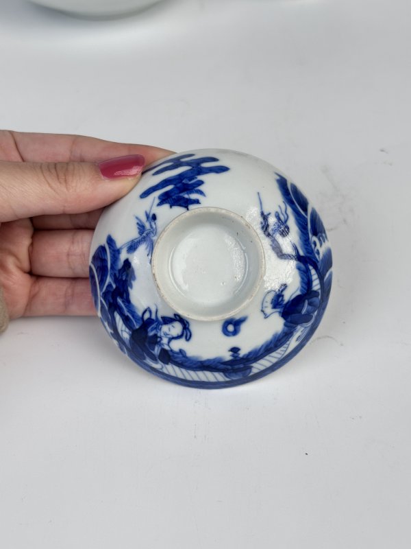 清中期青花海屋添筹图铃铛杯碟套 - 图5