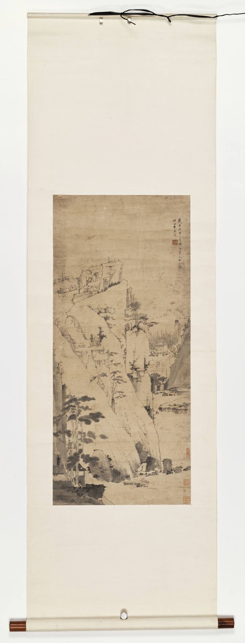 丙申（1656年）作 弘仁（款） 层岩松壑 - 图2
