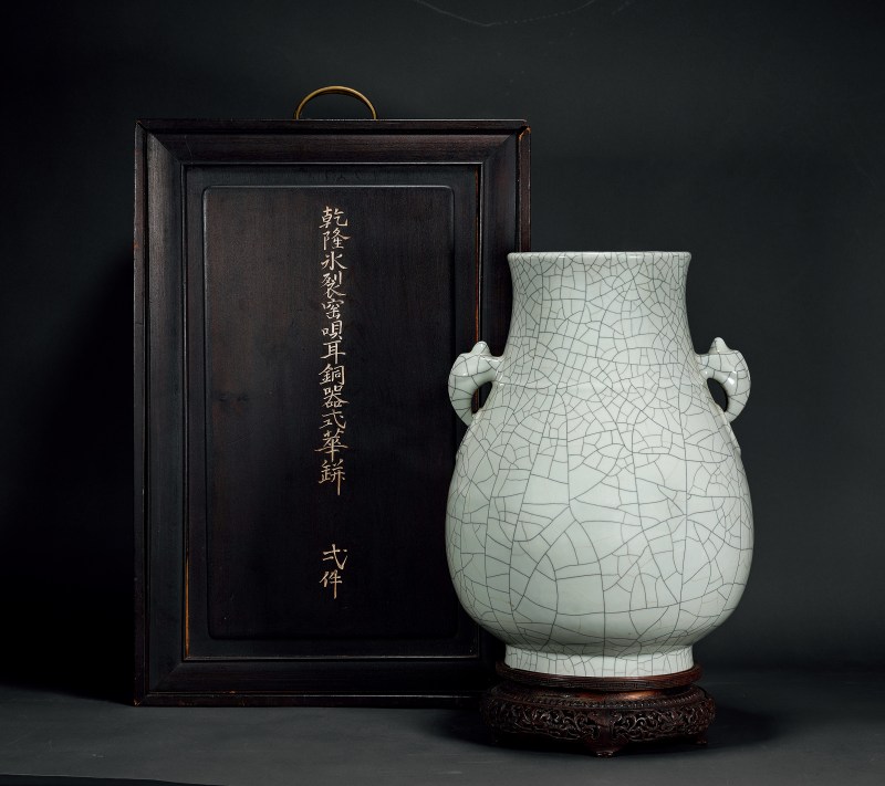 清乾隆哥釉鳩耳銜環尊 - 图3
