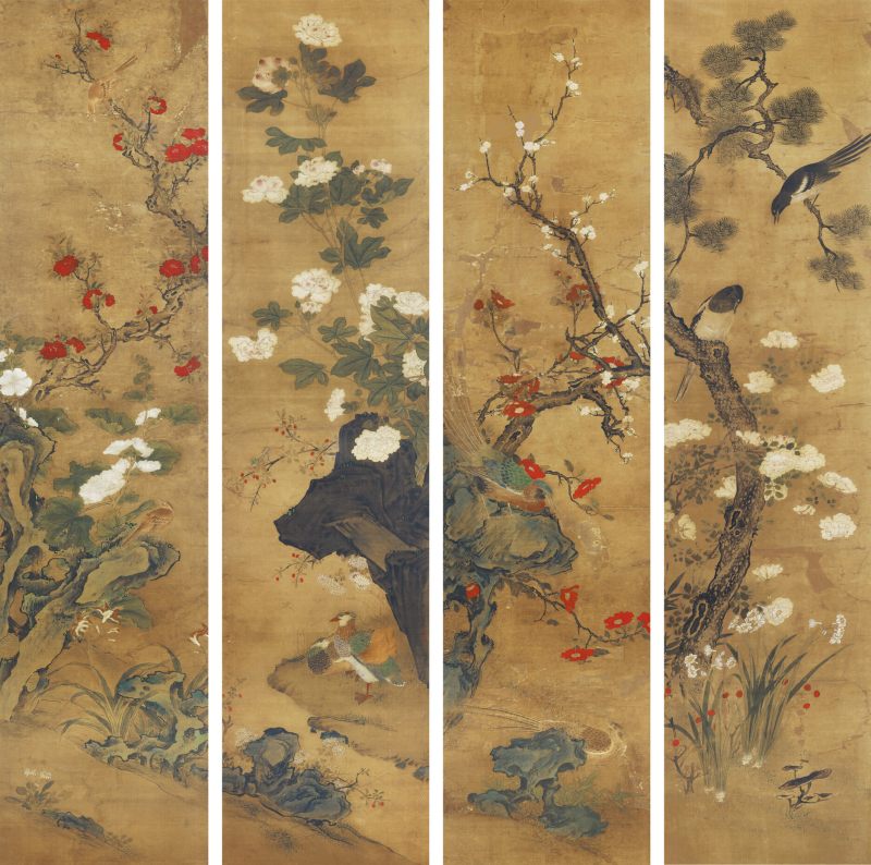 佚名 花鸟四屏