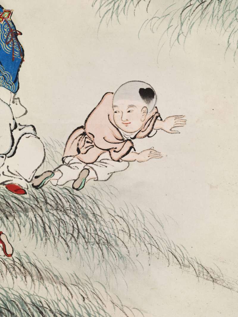 顾让 百子四屏 - 图24