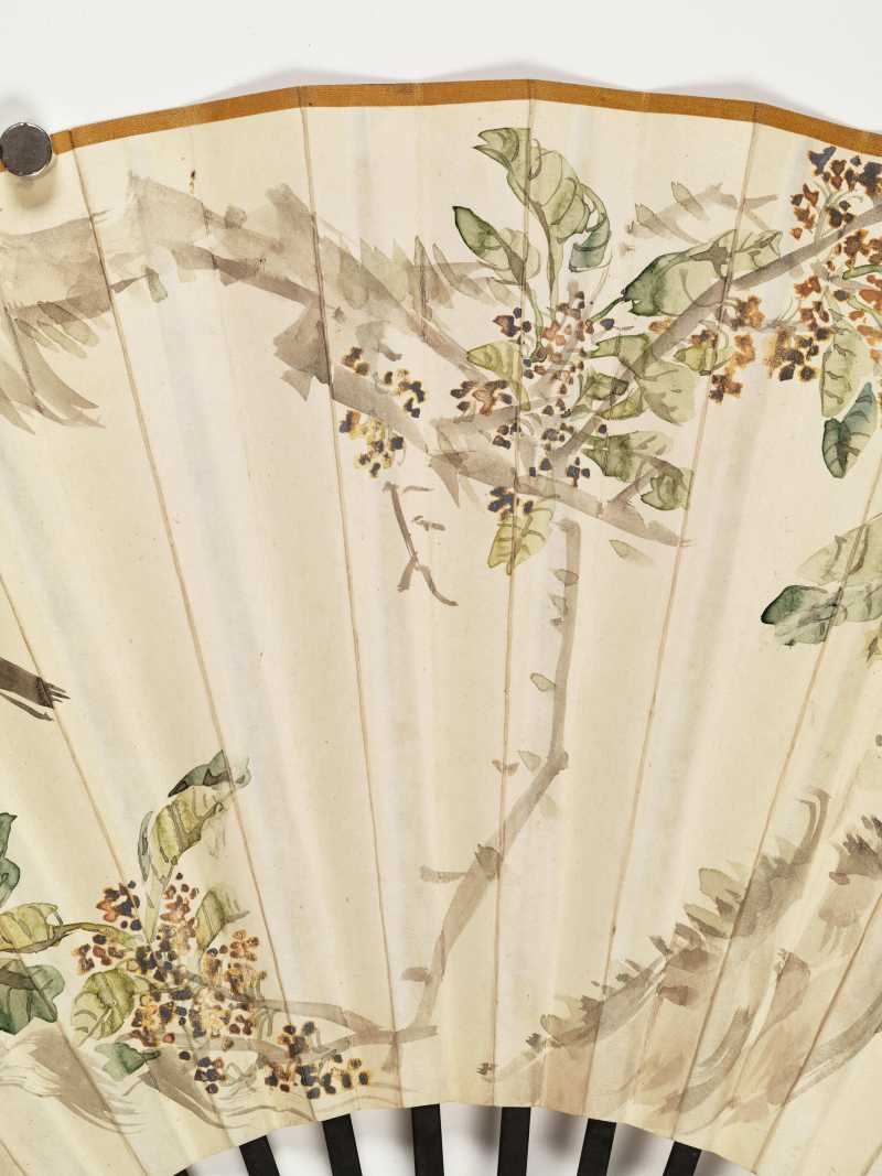 甲申（1944年）、戊戌（1898年）作 郑元素、沙馥等 花鸟成扇两柄 - 图4