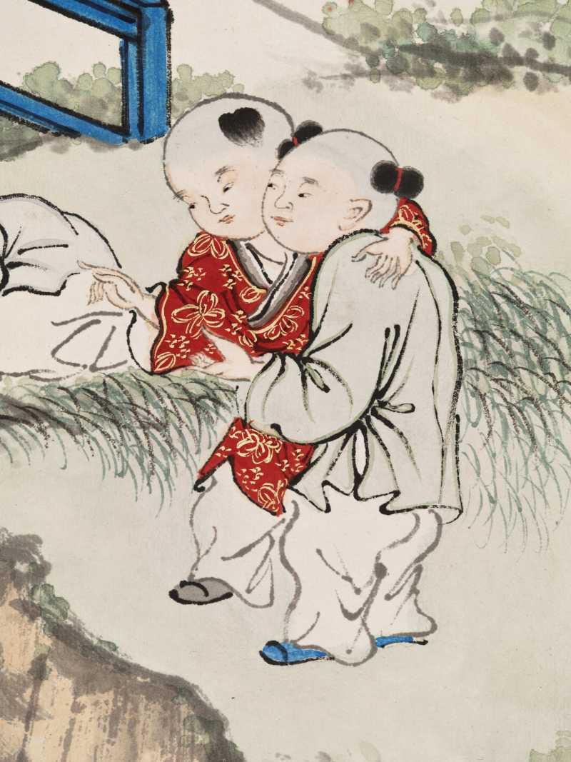 顾让 百子四屏 - 图25