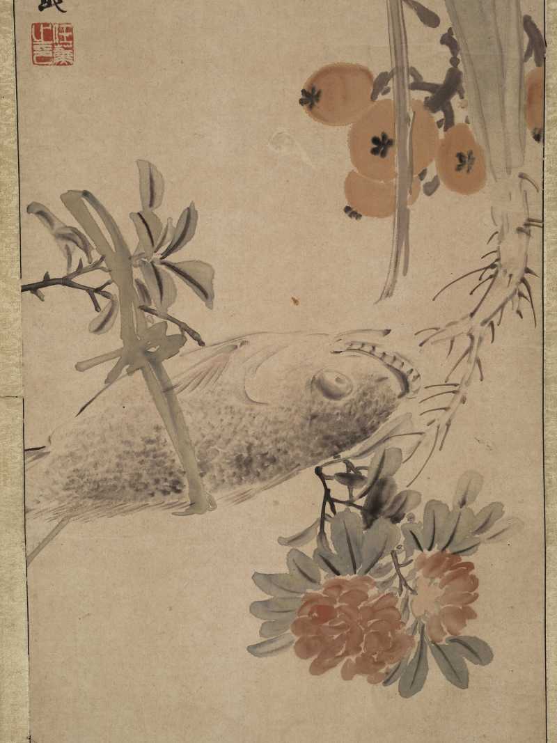 任薰 花卉四屏 - 图5