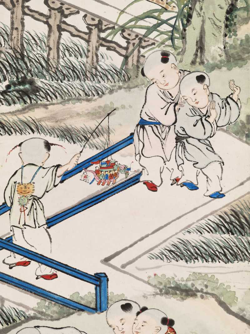 顾让 百子四屏 - 图26