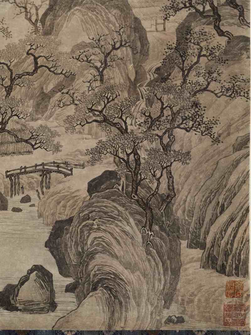 唐寅（款） 云山烟树图 - 图8