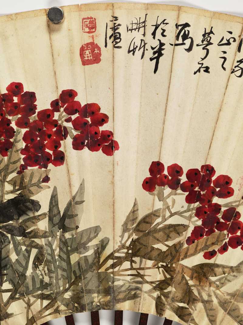 辛未（1931年）作 汤滌、黄山寿、金梦石 山水成扇两柄 - 图5