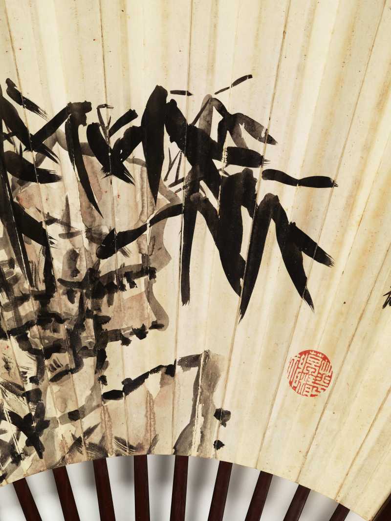 戊午（1918年）作 武曾保 牡丹·雨竹 - 图12